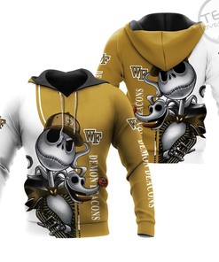 Wake Forest Demon Deacons Jack Skellington and Zero Zip-Up Hoodie in All Over Print