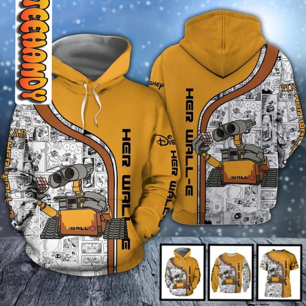 Wall-e and Eve Love in Space 3D Hoodie
