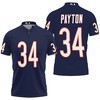 Walter Payton #34 NFL American Football Team Legacy Vintage Navy Breathable Fabric Polo Shirt for Chicago Bears
