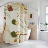Warm Earth Tones Farm Shower Curtain, Lakehouse Leaves Design, Contemporary Abstract Art Curtain for Bathroom Decor