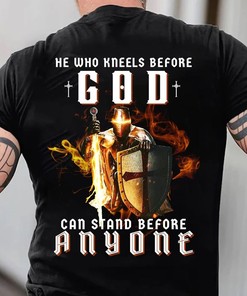 Warrior Faith He Who Kneels Tee - Christian Knight Design