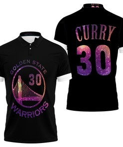 Warriors Stephen Curry Iridescent Black Jersey 3D All Over Print Polo Shirt with unique all-over print