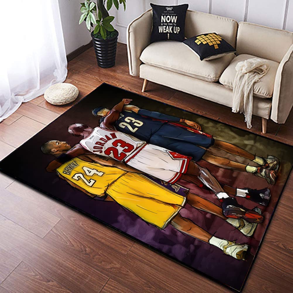 Washable Basketball Area Rug for Boys' Bedroom and Living Room Decor - Indoor/Outdoor Use with Non-Slip Design