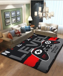 Washable Gaming Room Decor Rug for Video Gamers: Non-Slip Area Rug for Living Room or Bedroom