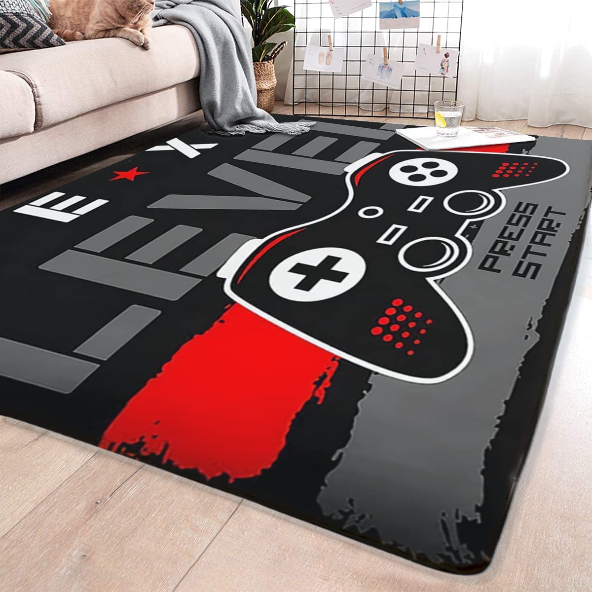 Washable Gaming Room Decor Rug for Video Gamers: Non-Slip Area Rug for Living Room or Bedroom - Image 2