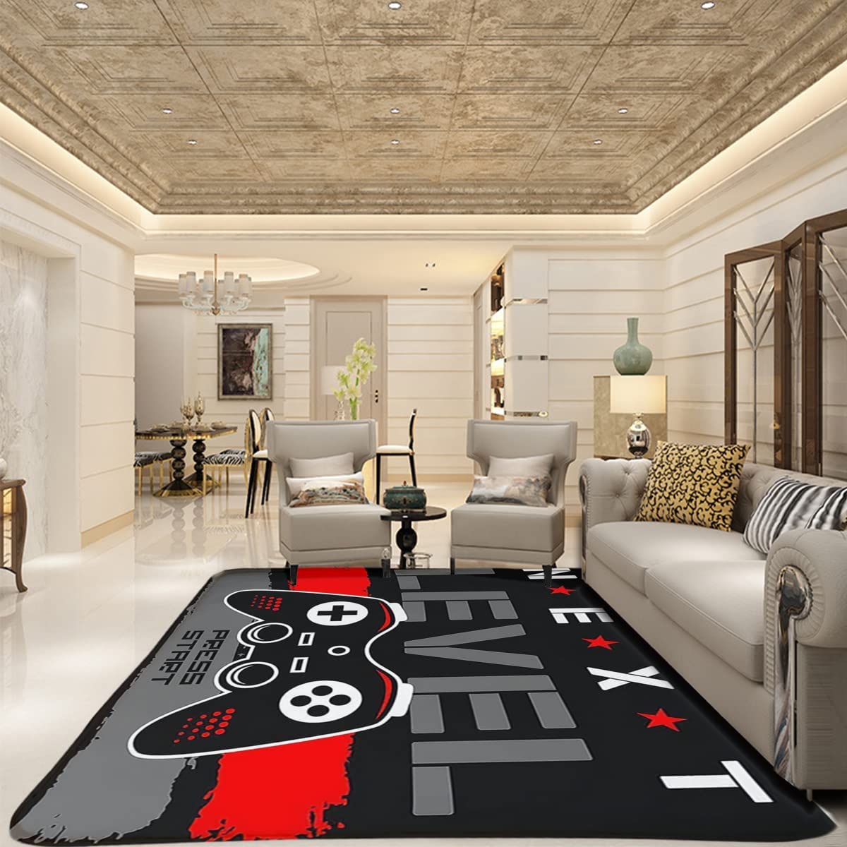 Washable Gaming Room Decor Rug for Video Gamers: Non-Slip Area Rug for Living Room or Bedroom - Image 3