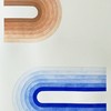 Washable Soft Wool Shag Area Rug - Non-Slip Beige Blue Brown Modern Abstract Art Deco with Large 70s Rug