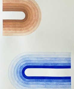 Washable Soft Wool Shag Area Rug - Non-Slip Beige Blue Brown Modern Abstract Art Deco with Large 70s Rug