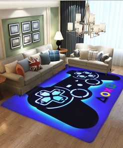 Washable T-Shirt, Hoodie, and Sweatshirt Gaming Room Decor Rug for Video Gamer Area, Perfect Area Rugs for Living Room Decorating