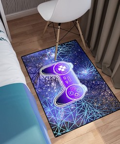 Washable Video Gamepad Lightning Print Rug for Gaming Room Decor: 3D Printed Gamepad Area Rugs