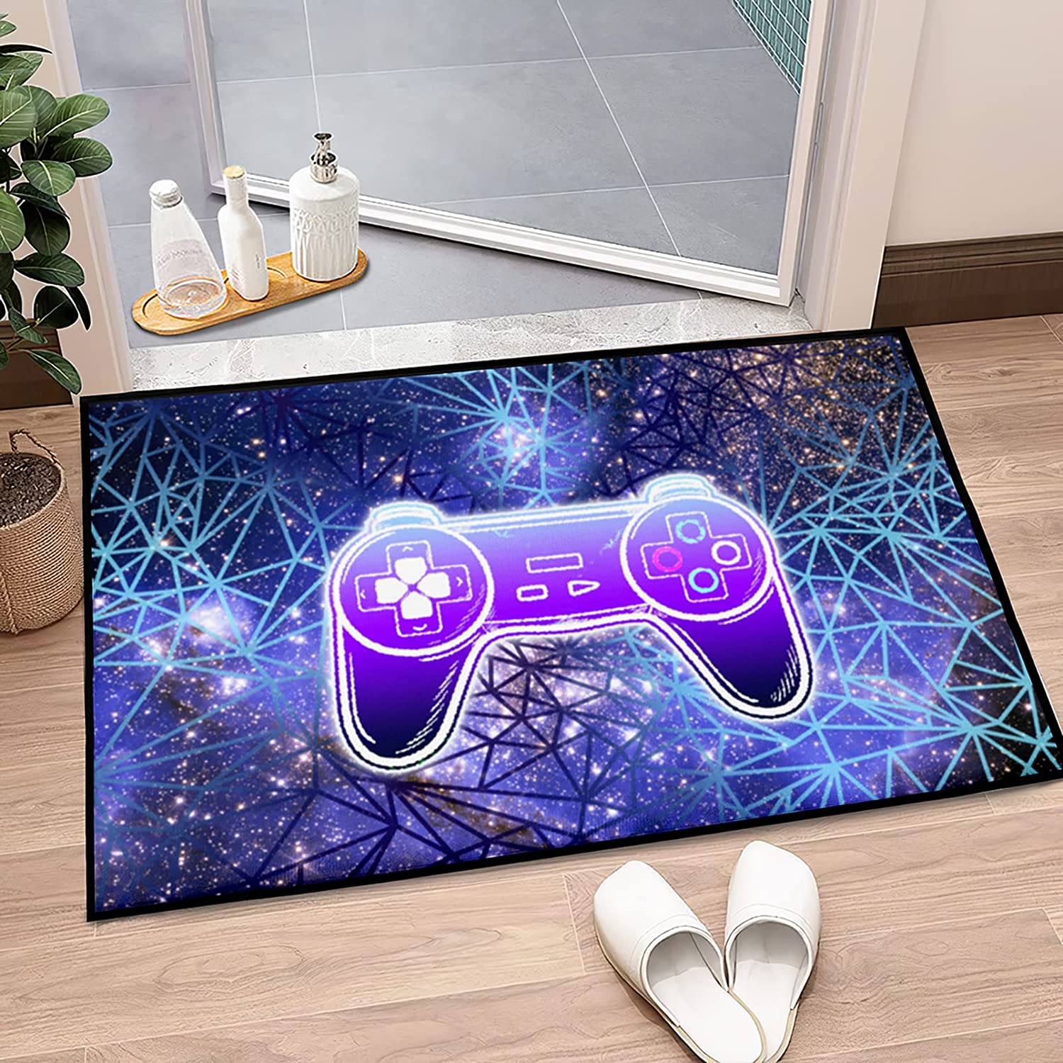 Washable Video Gamepad Lightning Print Rug for Gaming Room Decor: 3D Printed Gamepad Area Rugs - Image 2