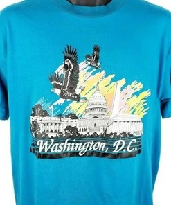 Washington Dc Vintage 80S The Nations Capital Bald Eagle T-Shirt Sweatshirt Pullover Hoodie Reprinted