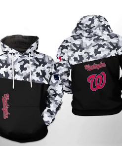 Washington Nationals All Over Print Camo Veteran 3D Hoodie Zipper