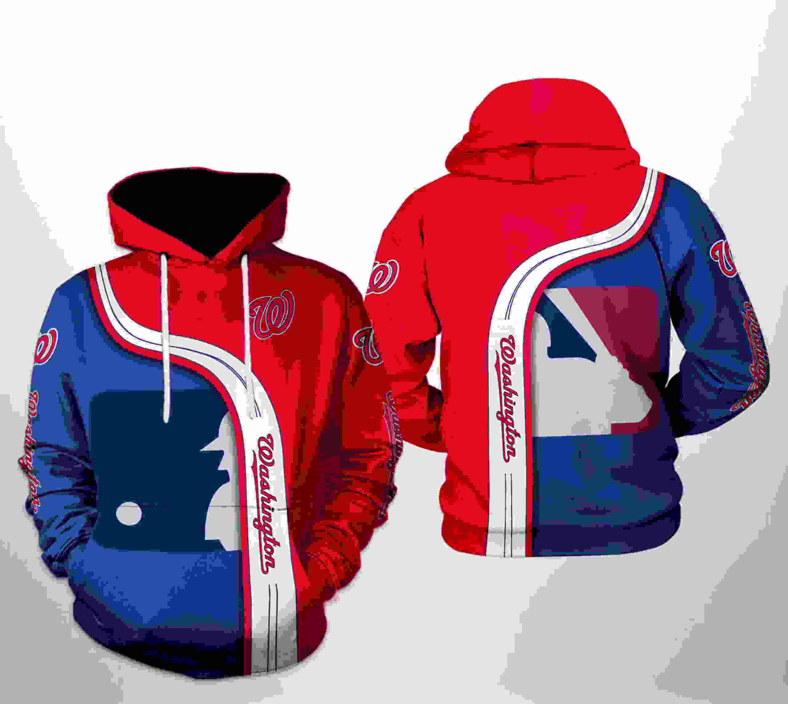 Washington Nationals All Over Print MLB Team 3D Hoodie Zipper