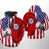 Washington Nationals All Over Print US Flag 3D Hoodie Zipper