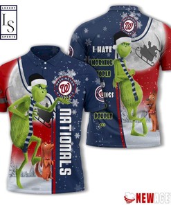 Washington Nationals Grinch Steals Christmas with Personalized 3D Polo Shirt