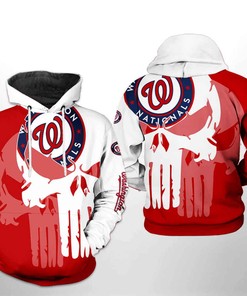 Washington Nationals MLB Team Skull All Over Print Hoodie