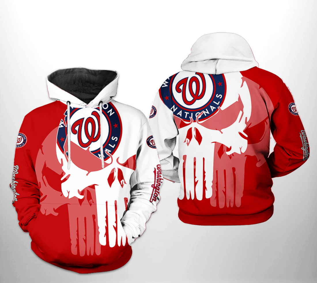 Washington Nationals MLB Team Skull All Over Print Hoodie