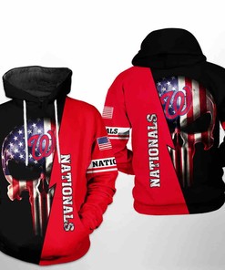 Washington Nationals MLB US Flag Skull 3D Hoodie