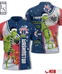 Washington Wizards Grinch Steals Christmas with Breathable Fabric Polo Shirt
