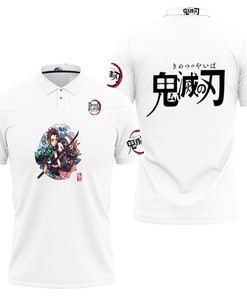 Watch Kamado Tanjiro and Nezuko Grow Up on Kimetsu No Yaiba White 3D All Over Print Polo Shirt