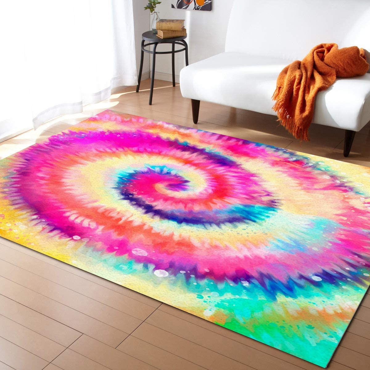 Watercolor Beautiful Artistic Geo Lines Stripes Design: Personalized Area Rug with Style 70s Decor - Image 2