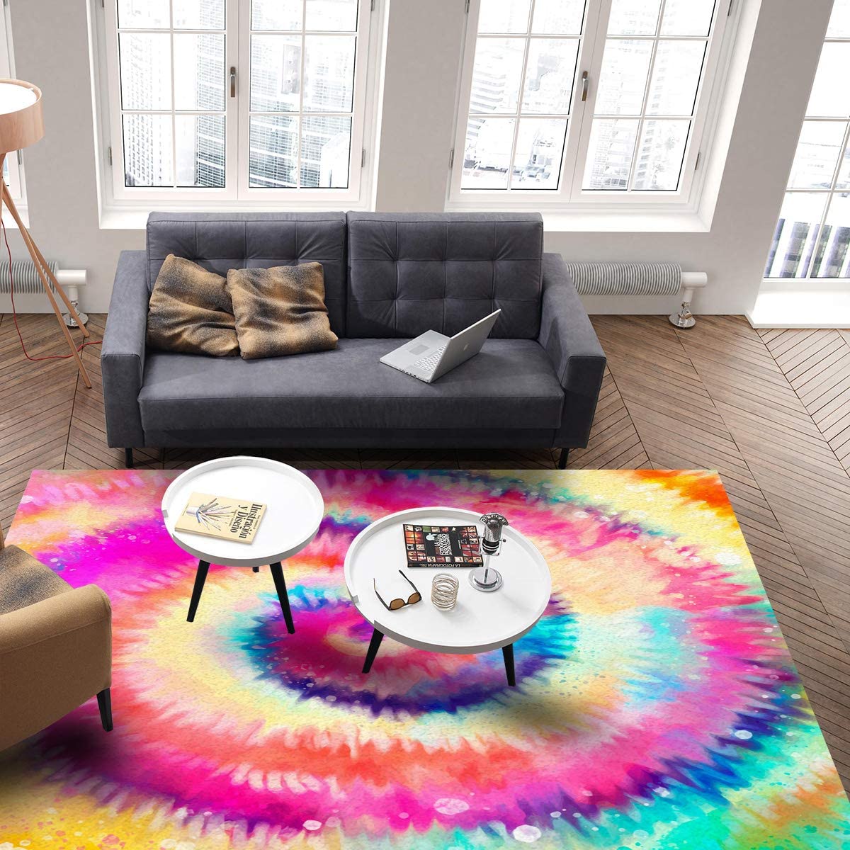 Watercolor Beautiful Artistic Geo Lines Stripes Design: Personalized Area Rug with Style 70s Decor - Image 4