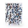 Watercolor Blue Leafs Flowers Bath Curtain - Winter Bathroom Decoration with Home Decor