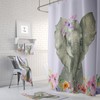 Watercolor Elephant Floral Shower Curtain - Unique Bath Curtain with Elephant
