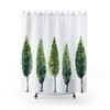 Watercolor Evergreen Trees Bath Curtain - Farmhouse Decoration with Bathroom Decoration and Woods Lover Styles