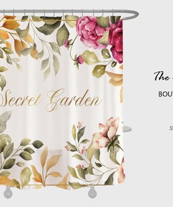 Watercolor Flowers Shower Curtain, Home Bathroom Bathtubs Decor with Feminine and Botanical Design