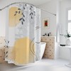 Watercolor Leaves Yellow Abstract Art Shower Curtain or Mat, Contemporary Bathroom Curtain with Warm Earth Tones Design