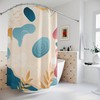 Watercolor Leaves Yellow Abstract Art Shower Curtain or Mat, Warm Earth Tones Contemporary Bathroom Curtain