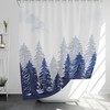 Watercolor Mountain Nature Shower Bath Curtain - Dark Woods Curtain with Scenic Mountain