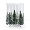 Watercolor Pine Trees Shower Curtain | Sunset Woods, Green Forest, Woods, Home Bath Decor