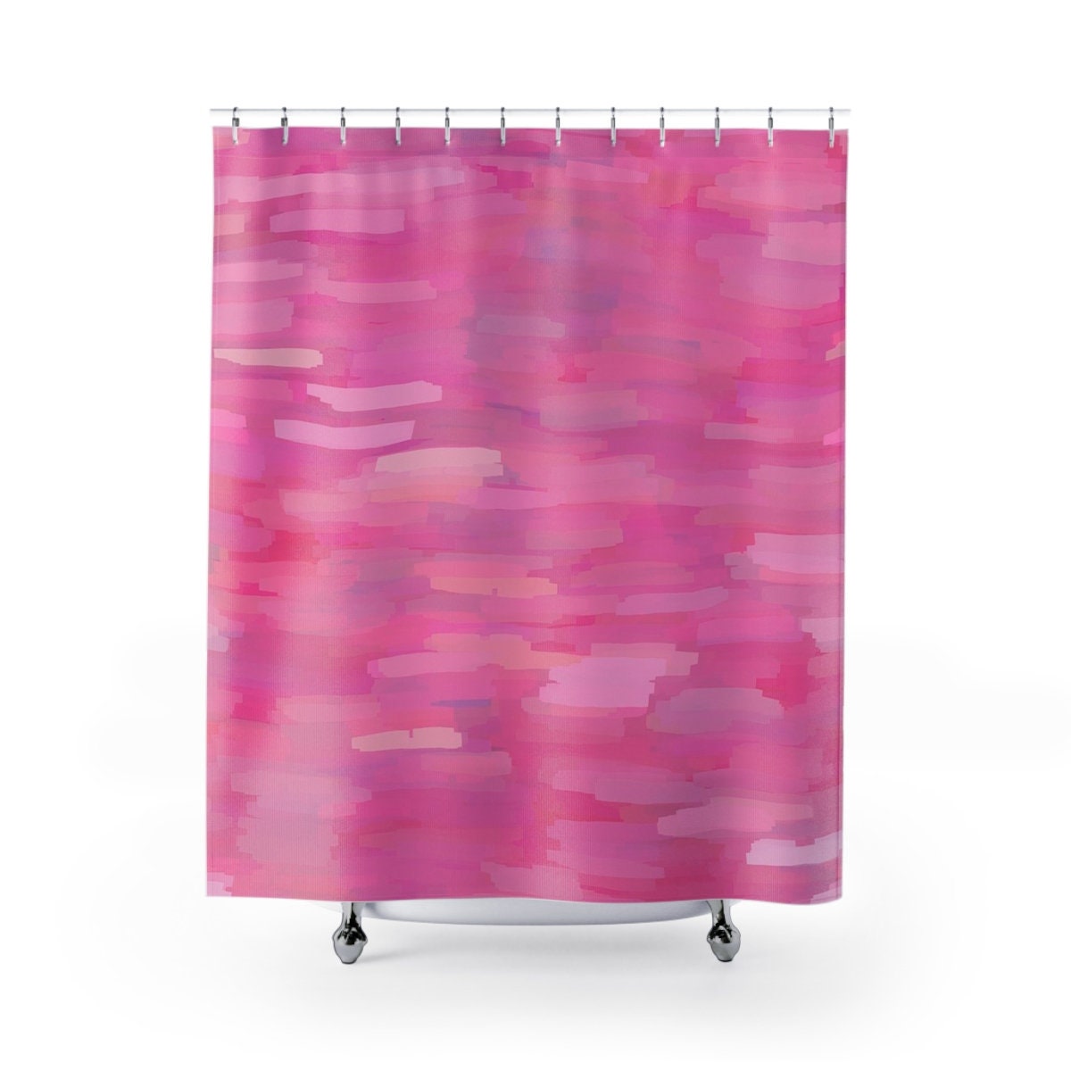 Watercolor Pink Abstract Art Shower Curtain Nature Theme Bathroom Decor with Modern Art Print