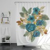 Watercolor Wild Blue Flowers Floral Shower Bath Curtain - Wild Blue Rose Curtain with Scenic and Blue Bathroom Decor