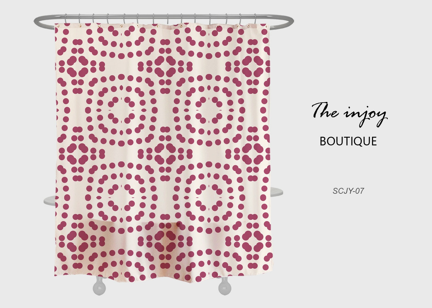 Waterproof Polyester Shower Curtain - Purple Red Dots Extra Thick Curtain - Heavy Duty Fabric Decoration