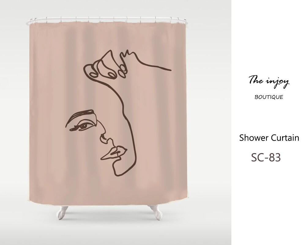 Waterproof & Washable Abstrace Art Face Shower Curtain | Bohemian Bathroom | Customized Sizes + Quotes