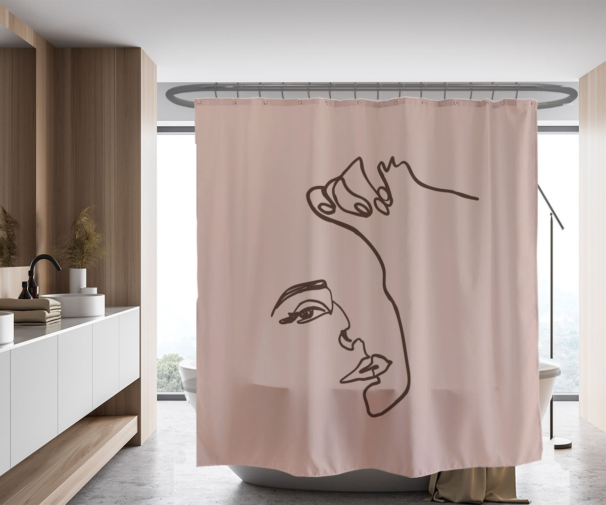 Waterproof & Washable Abstrace Art Face Shower Curtain | Bohemian Bathroom | Customized Sizes + Quotes - Image 2