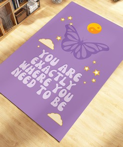 Wavy Butterfly Retro Trippy Rug - Preppy Room Decor Groovy Rug, Funky Cute Hippie Rug with Vintage 70s Area Rug