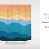 Wavy Orange Shower Curtain, Oil Painting Sky Hills, Waterproof Fabric Bathroom Shower Curtain