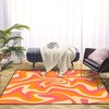Wavy Swirl Seamless Seventies Style Area Rug with Retro Inspiration for Chic Home Decor