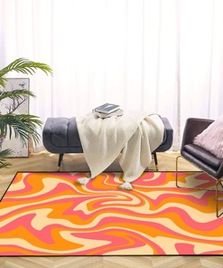 Wavy Swirl Seamless Seventies Style Area Rug with Retro Inspiration for Chic Home Decor