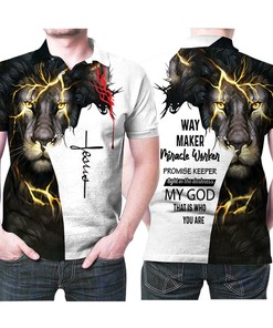 Way Maker Miracle Worker Promise Keeper My God Polo Shirt with 3D printing technology
