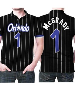 Wear This Awesome Orlando Magic Tracy Mcgrady 1 Nba Basketball Polo Shirt in Black with 3D All Over Print