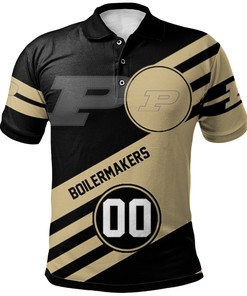 Wear Your Pride on Your Sleeve with the NCAA Purdue Boilermakers Black and Gold Polo Shirt with Your Own Name and Number