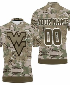 West Virginia Mountaineers Camouflage Veteran Personalized 3D All Over Print Polo Shirt with unique all-over print