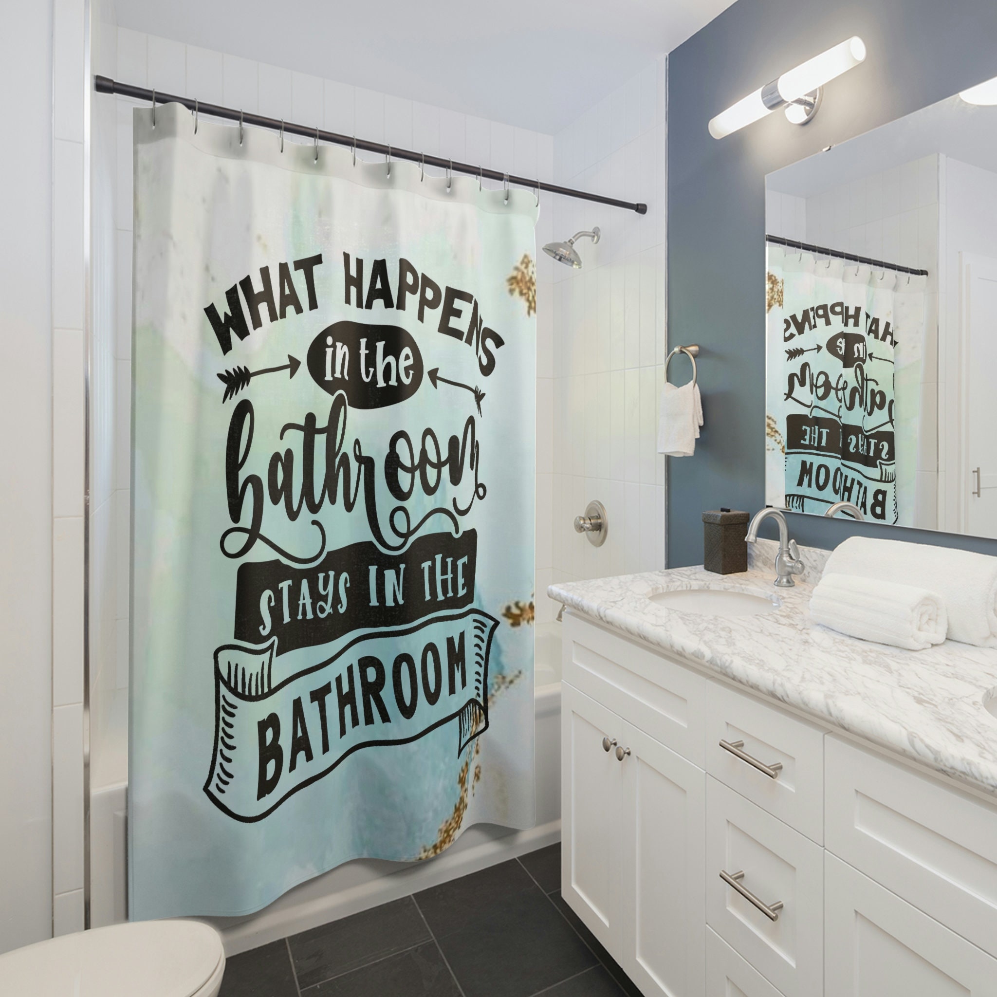 What Happens in the Bathroom Shower Curtain - Perfect for Boyfriend Gift & Housewarming Gift - Image 2