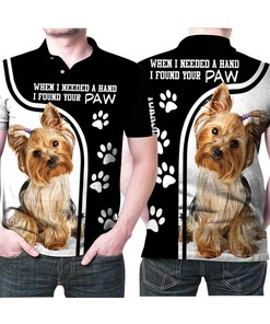 When I Needed A Hand I Found Your Paw Yorkshire Terrier Polo Shirt with unique all-over print